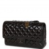 CHANEL MEDIUM CLASSIC DOUBLE FLAP BAG SO BLACK CRUMPLED CALFSKIN BLACK HARDWARE (25*15*7cm)