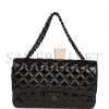 CHANEL MEDIUM CLASSIC DOUBLE FLAP BAG SO BLACK CRUMPLED CALFSKIN BLACK HARDWARE (25*15*7cm)