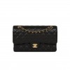 CHANEL MEDIUM CLASSIC DOUBLE FLAP BAG BLACK QUILTED CAVIAR GOLD HARDWARE (25*15*7cm)