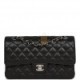 CHANEL MEDIUM CLASSIC DOUBLE FLAP BAG BLACK QUILTED CAVIAR SILVER HARDWARE (25*15*7cm)