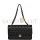 CHANEL MEDIUM CLASSIC DOUBLE FLAP BAG BLACK QUILTED CAVIAR SILVER HARDWARE (25*15*7cm)