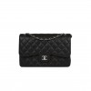 CHANEL JUMBO CLASSIC DOUBLE FLAP BAG BLACK CAVIAR SILVER HARDWARE (30*20*9cm)