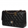 CHANEL JUMBO CLASSIC DOUBLE FLAP BAG BLACK CAVIAR GOLD HARDWARE (30*20*9cm)