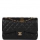 CHANEL JUMBO CLASSIC DOUBLE FLAP BAG BLACK CAVIAR GOLD HARDWARE (30*20*9cm)