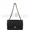 CHANEL JUMBO CLASSIC DOUBLE FLAP BAG BLACK CAVIAR GOLD HARDWARE (30*20*9cm)