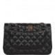 CHANEL JUMBO CLASSIC DOUBLE FLAP BAG BLACK CAVIAR SILVER HARDWARE (30*20*9cm)