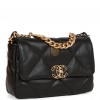 CHANEL MEDIUM 19 FLAP BAG BLACK LAMBSKIN MIXED HARDWARE (25*16*9cm)