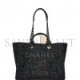 CHANEL LARGE DEAUVILLE SHOPPING BAG BLACK SEQUIN BOUCLE SILVER HARDWARE (41*28*15cm)