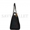 CHANEL LARGE DEAUVILLE SHOPPING BAG BLACK SEQUIN BOUCLE SILVER HARDWARE (41*28*15cm)