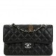 CHANEL SMALL CLASSIC DOUBLE FLAP BLACK CAVIAR SILVER HARDWARE (23*13*6cm)