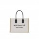 YSL RIVE GAUCHE SMALL TOTE BAG IN LINEN AND LEATHER 617481FAABR9054 (39*31*18cm)