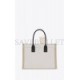 YSL RIVE GAUCHE SMALL TOTE BAG IN LINEN AND LEATHER 617481FAABR9054 (39*31*18cm)