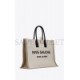 YSL RIVE GAUCHE TOTE BAG IN LINEN AND LEATHER 499290FAABR9054 (48*36*16cm)