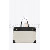 YSL MANHATTAN LARGE SHOPPING BAG IN CANVAS AND SHINY LEATHER 734139FABJ69024 (50*35*19cm)