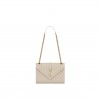 YSL ENVELOPE MEDIUM CHAIN BAG IN MIX MATELASS&EACUTE; GRAIN DE POUDRE EMBOSSED LEATHER 600185BOW919207 (24*17.5*6cm)