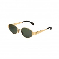 CELINE TRIOMPHE METAL 01 SUNGLASSES IN METAL GOLD GREEN  4S235