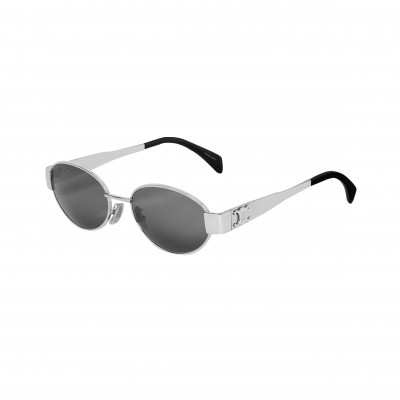 CELINE TRIOMPHE METAL 01 SUNGLASSES IN METAL SILVER  SMOKE 4S235