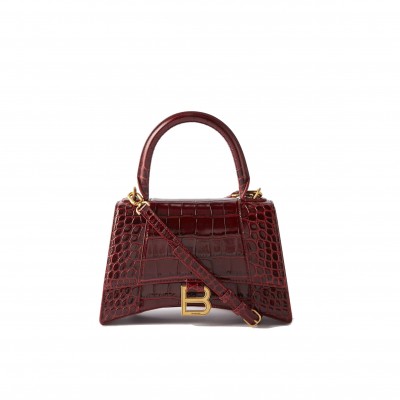 BALENCIAGA RED HOURGLASS S CROCODILE-EFFECT LEATHER BAG  BALENCIAGA  MATCHESFASHION US (22.5*14.5*10cm)