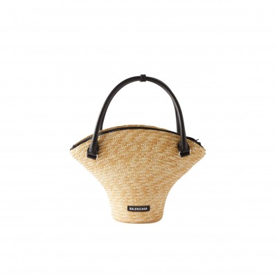 BALENCIAGA BEIGE MEDIUM LEATHER-TRIM BASKET BAG  BALENCIAGA  MATCHESFASHION US (40.5*28*15cm)