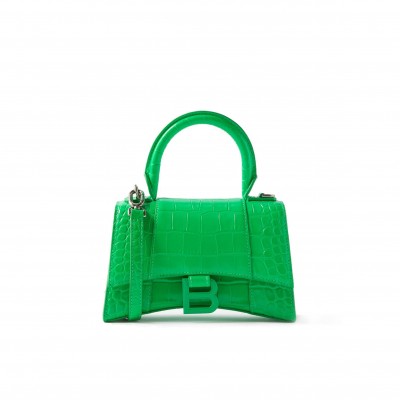 BALENCIAGA GREEN HOURGLASS XS CROC-EFFECT LEATHER CROSS-BODY BAG  BALENCIAGA  MATCHESFASHION US (19*12.1*7.6cm)