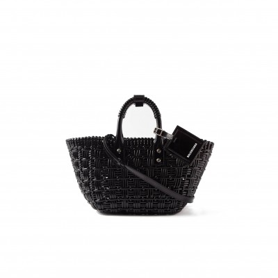 BALENCIAGA BLACK BISTRO XS WOVEN FAUX-LEATHER BASKET BAG  BALENCIAGA  MATCHESFASHION US (39*20*18cm)