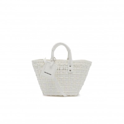 BALENCIAGA WHITE BISTROT XS  BRAIDED PVC TOTE BAG  BALENCIAGA  MATCHESFASHION US (34.4*19*-12cm)