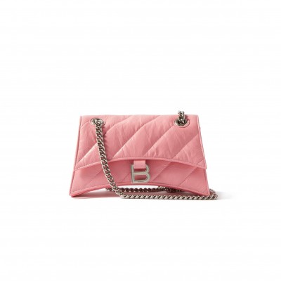 BALENCIAGA PINK CRUSH SMALL QUILTED-LEATHER SHOULDER BAG  BALENCIAGA  MATCHESFASHION US (25.4*15.2*10.1cm)