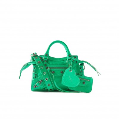 BALENCIAGA GREEN NEO CAGOLE XS STUDDED LEATHER CROSS-BODY BAG  BALENCIAGA  MATCHESFASHION US (25.6*17*11cm)