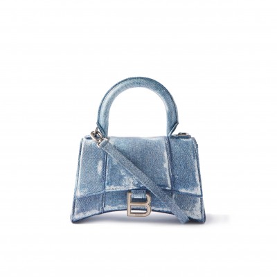 BALENCIAGA BLUE HOURGLASS XS DENIM HANDBAG  BALENCIAGA  MATCHESFASHION US (19*12.1*7.6cm)