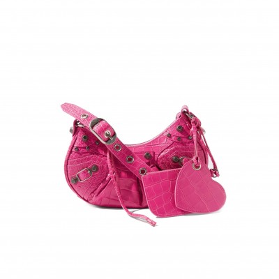 BALENCIAGA PINK CAGOLE XS CROC-EFFECT LEATHER SHOULDER BAG  BALENCIAGA  MATCHESFASHION US (25*12*6cm)