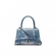 BALENCIAGA BLUE HOURGLASS DENIM-PRINT LEATHER BAG  BALENCIAGA  MATCHESFASHION US (26.1*14*10.6cm)