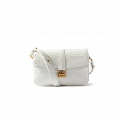 BALENCIAGA WHITE LADY FLAP S CROCODILE-EFFECT SHOULDER BAG  BALENCIAGA  MATCHESFASHION US (21.8*14.2*8.8cm)