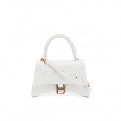 BALENCIAGA WHITE HOURGLASS S CROCODILE-EFFECT LEATHER BAG  BALENCIAGA  MATCHESFASHION US (22.5*15*10cm)