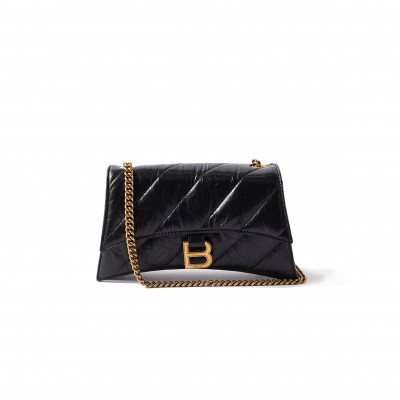 BALENCIAGA BLACK CRUSH XS QUILTED-LEATHER CROSS-BODY BAG  BALENCIAGA  MATCHESFASHION US (21.5*11*5cm)