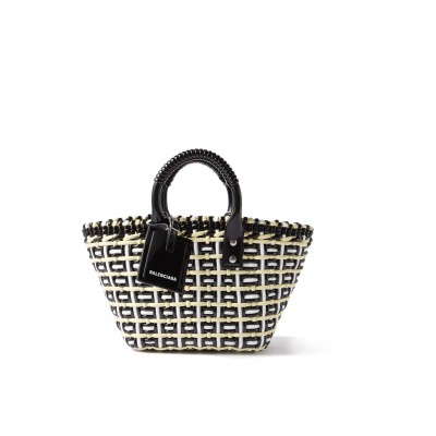 BALENCIAGA BLACK BISTRO XS WOVEN FAUX-LEATHER BASKET BAG  BALENCIAGA  MATCHESFASHION US (37*20*12.7cm)