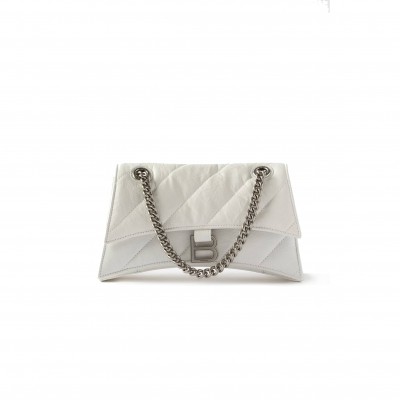 BALENCIAGA WHITE CRUSH S QUILTED CREASED-LEATHER SHOULDER BAG  BALENCIAGA  MATCHESFASHION US (25*14.9*10cm)