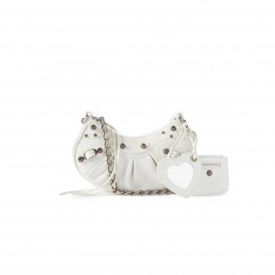 BALENCIAGA WHITE LE CAGOLE XS STUDDED LEATHER SHOULDER BAG  BALENCIAGA  MATCHESFASHION US (25.6*11.4*7.3cm)