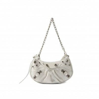 BALENCIAGA WHITE LE CAGOLE XS STUDDED LEATHER SHOULDER BAG  BALENCIAGA  MATCHESFASHION US (25.6*11.4*7.3cm)