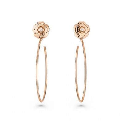 Chanel Extrait de Camélia hoop earrings - Ref. J11844