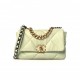 CHANEL LAMBSKIN QUILTED MEDIUM CHANEL 19 FLAP LIGHT GREEN GOLD HARDWARE (26*16*8cm)