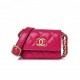 CHANEL CAVIAR TWIST YOUR BUTTONS QUILTED FLAP CHAIN BELT BAG DARK PINK GOLD HARDWARE (10*8*3cm)