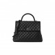 CHANEL CAVIAR QUILTED LARGE COCO HANDLE FLAP BLACK SILVER HARDWARE (32*23*11cm)