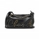 CHANEL CALFSKIN CHAIN 20S SIGNATURE HOBO BLACK GOLD HARDWARE (24*13*10cm)