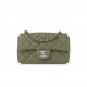 CHANEL LAMBSKIN QUILTED MINI RECTANGULAR FLAP GREEN SILVER HARDWARE (20*13*7cm)