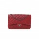 CHANEL CAVIAR QUILTED JUMBO DOUBLE FLAP DARK RED SILVER HARDWARE (30*18*10cm)