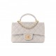 CHANEL LAMBSKIN QUILTED MINI TOP HANDLE RECTANGULAR FLAP GREY GOLD HARDWARE (20*13*6cm)