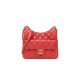 CHANEL SHINY CRUMPLED CALFSKIN QUILTED SMALL HOBO RED GOLD HARDWARE (22*17*7cm)