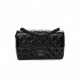 CHANEL PATENT CALFSKIN QUILTED MINI RECTANGULAR FLAP SO BLACK BLACK HARDWARE (20*12*6cm)