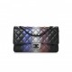 CHANEL CALFSKIN QUILTED OMBRE MEDIUM DOUBLE FLAP BLACK BLACK HARDWARE (25*15*6cm)