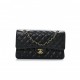 CHANEL CAVIAR QUILTED MEDIUM DOUBLE FLAP BLACK GOLD HARDWARE (25*16*6cm)